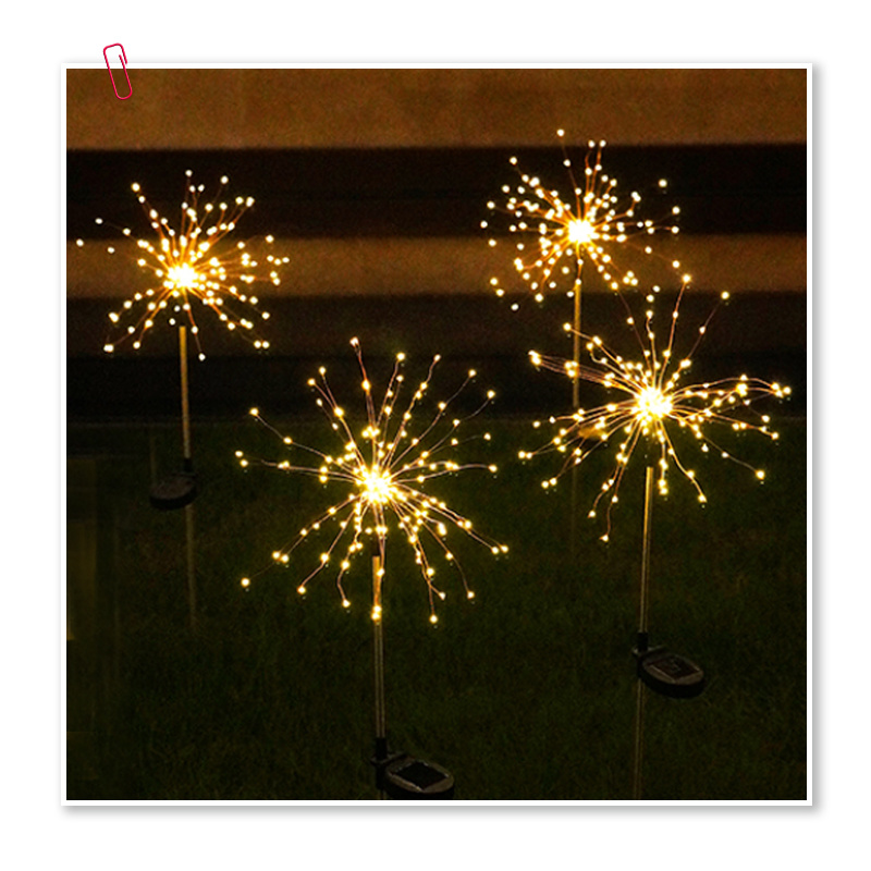 150LED 야외 정원 장식 방수 스타 불꽃 놀이 민들레 태양 전원 잔디 빛 램프 가로 경로 마당 조명